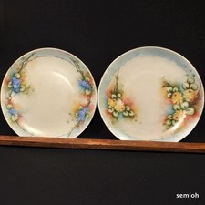 Bavaria Hutschenreuther Set 2 piatti fiori con oro artista A. Grambo 1939-1964