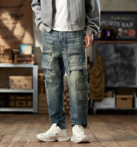 Jeans uomo retrò blu denim