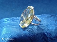 STUPENDO ANELLO ARGENTO GRANDE QUARZO CITRINO NATURALE