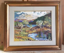 Margot Quadro Arazzo Piccolo Punto Ricamo A Mano Gobelin Cornice Legno 67x59 cm.