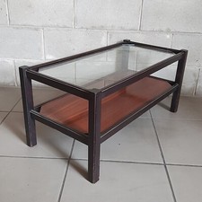 Tavolino Rettangolare Da Salotto Teak E Vetro Design Modernariato Italia 1960