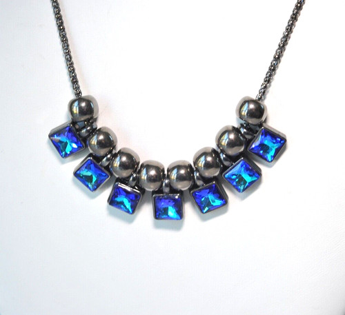 Collana statement blu strass - blu,