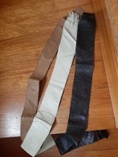 Ritagli pelle 3 cinte double face vintage anni 70, 106 cm avorio beige marrone