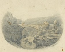 Ponte della Regina Teodelinda Albano A Dongo Lago di Como Italia - Disegno a matita