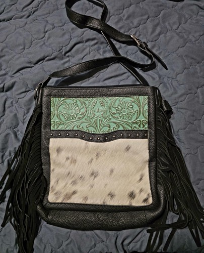 Borsa donna western nera verde