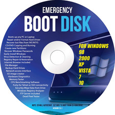 Windows Emergency Boot Disk - per Windows 98, 2000, XP, Vista, 7, 10 PC Riparazione D