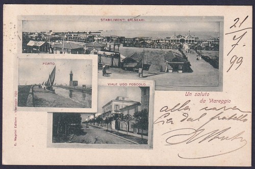 Cartolina viareggio porto - viareggio,