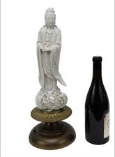 Antica figura cinese dinastia Qing Blanc De Chine Guanyin