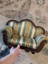 Divano divano bambola imbottito vittoriano Dayton Hudson vintage verde marrone 