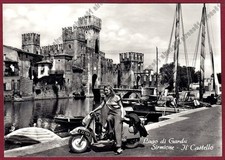 BRESCIA SIRMIONE 48 VESPA LAMBRETTA - LAGO DI GARDA - CASTELLO Cartolina FOTOGR.