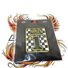 NUOVO Originale Harley 3.5" #1 Numero Uno Emblema Checker Patch Giallo 682608016807