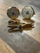 Set fermacravatta forchetta e coltello gemelli massonici vintage logo "G"