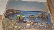 Dipinto Ad Olio Su Tela Antico .Marina