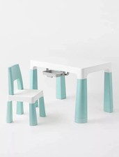Set Tavolo regolabile con sedia per bambini Bianco Verde Acqua 