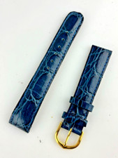 Cinturino Orologio Generico Unisex Attacco 18 mm in Pelle Blu Fibbia Nuovo Sport