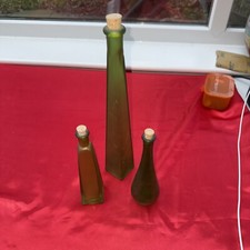 3 bottiglie genio vetro verde vintage varie misure