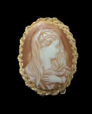 Spilla antica cammeo celluloide 1930 metallo dorato
