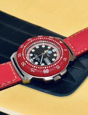 Orologio watch da polso uomo vintage Volkswagen rosso quarzo