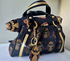 Stupenda borsa Vintage Braccialini "Gufo" usata con portachiavi e Ombrello 