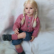 Bambola rifinita 30 pollici dipinta Reborn Baby Doll con capelli radicati a mano regalo bambina