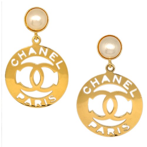 Orecchini cerchio chanel oro - a,