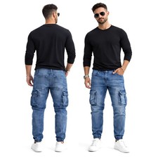 Jeans Cargo Uomo Slim Fit Blu