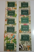 lotto 10 calendari L'Erbolario usati, 2010-2019 illustrati da Franco Testa