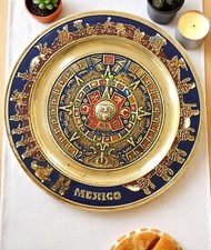 Calendario Maya Azteco In Ottone Vintage Anni 80/90 Misura 28 Cm