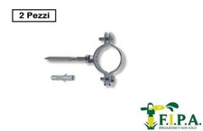Collare acciaio zincato pesante staffa con tassello zanca tubi 1/2"-3/4"-1" Pz.2