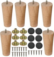 LCOUACEO Piedini Mobili in Legno 6 Pezzi, Gambe per Tavolo e Mobili 12 cm BD040