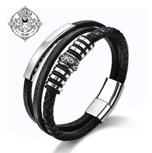 Bracciale uomo cuoio nero - uomo,