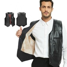 Mens Warm Faux Leather Vest