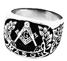 Anello Massonico Uomo Loggia Massone Squadra Compasso G Colore Argento e Nero