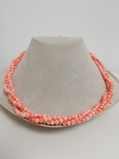 COLLANA MULTIFILO DI PERLE DI CORALLO ROSA TORCHON CHIUSURA ORO 18 KT