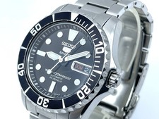 Orologio automatico sportivo SEIKO 5 quadrante nero 23Jewels 100 m con R 7S36-03E0 buono