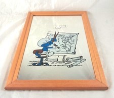 VINTAGE ANNI 80 PEYO PUFFI SPECCHIO CON CORNICE PUFFO INVENTORE 33 X 23 CM.!