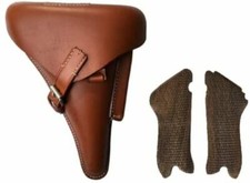 Fondina Luger marrone originale tedesca WW2 P08 con impugnature in legno P08 ...