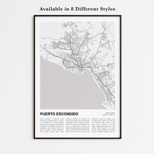 Stampa mappa puerto - stampa, escondido