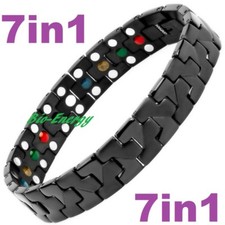 Bracciale Energia Magnetica TITANIO Bracciale Potere Salute Bio 7in1 Bio Nero
