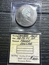 Dollaro d'argento canadese proof like toned 1965