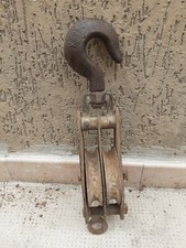 Antica vecchia Carrucola due ruote Con Gancio In Ferro Forgiato