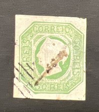 Agrome PORTOGALLO 1853 Yvert # 3 Usato FIRMATO RETRO CV € 1500 (6814*