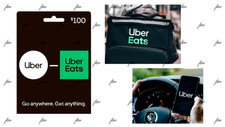 UBER UBER EATS $100 CARTA REGALO CONSEGNA CIBO UBER RIDES ~ CARTA REGALO FISICA USPS