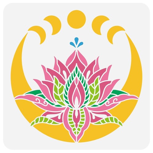 Moon lotus stencil - moon,