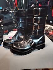 Anfibi Fibbie punta acciaio Nevermind 14fori vera pelle nera suola carrarmato 