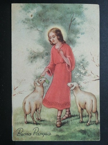 Cartolina buona pasqua - pasqua, ragazza