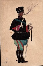 CARTONCINO CON DISEGNO FATTO A MANO MILITARE REGIO ESERCITO -