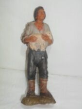 Antico pastore per presepe in terracotta anni 30 pecoraio con pecora H15 cm