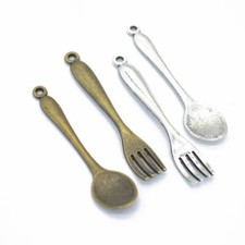 50pz Cucchiaio Frok Charms Ciondolo Fai da Te Creazione Gioielli Accessorio per Bracciale