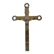 *HH* Antico Crocifisso Sacro Croce '800 Ottone Religiosa Votiva Devozionale Gesù